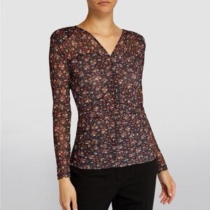 Sandro Bethanie Mesh Floral Print Top